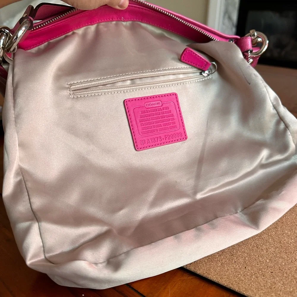 Coach Ashley Dotted OP Art Signature Shoulder Bag, Cream/Pretty Pink, GUC - Picture 15 of 16